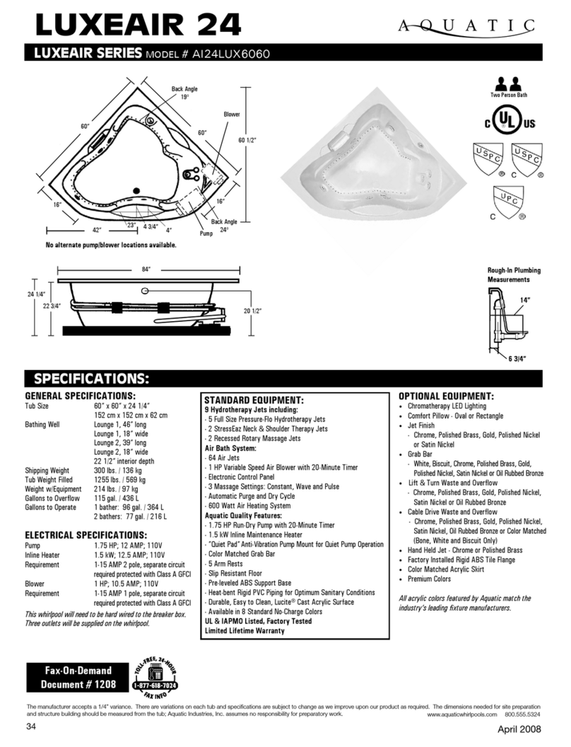 Aquatic LUXEAIR 24 ai24lux6060 Specification sheet