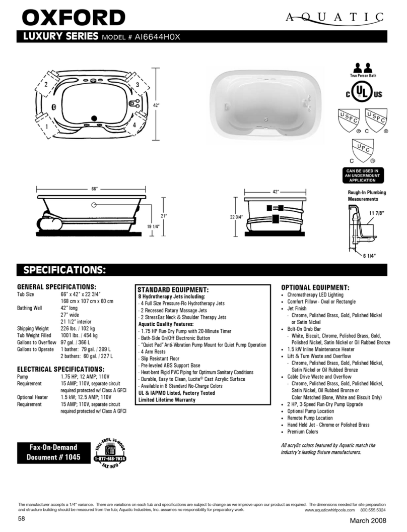 Aquatic Oxford Luxury Series AI6644H0X Specification sheet