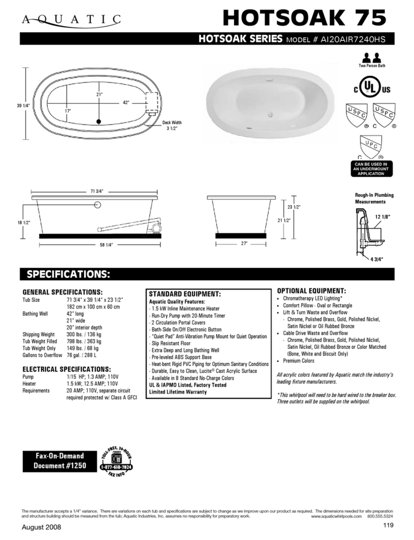 Aquatic Hotsoak 75 AI20AIR7240HS User manual