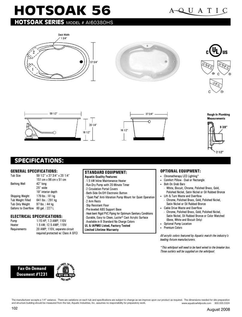 Aquatic Hotsoak 56 AI6038OHS Specification sheet