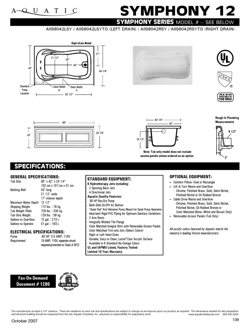 Aquatic SYMPHONY 12 SYPHONY SERIES User manual Aquatic SYMPHONY 12 SYPHONY SERIES User manual
