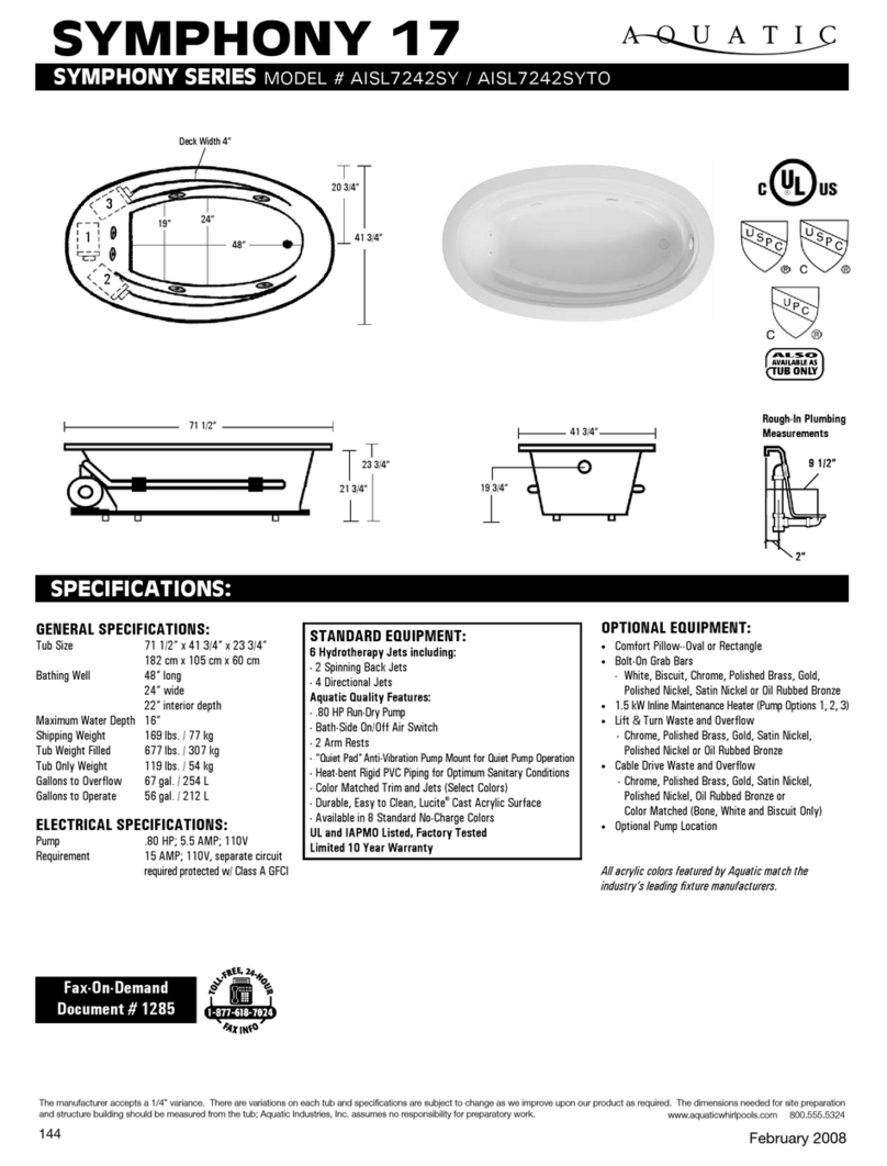 Aquatic SYMPHONY 17 AISl7242SY User manual