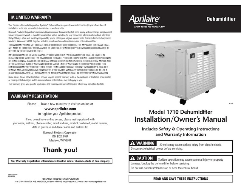 Aprilaire 1710 Operating instructions Aprilaire 1710 Operating instructions