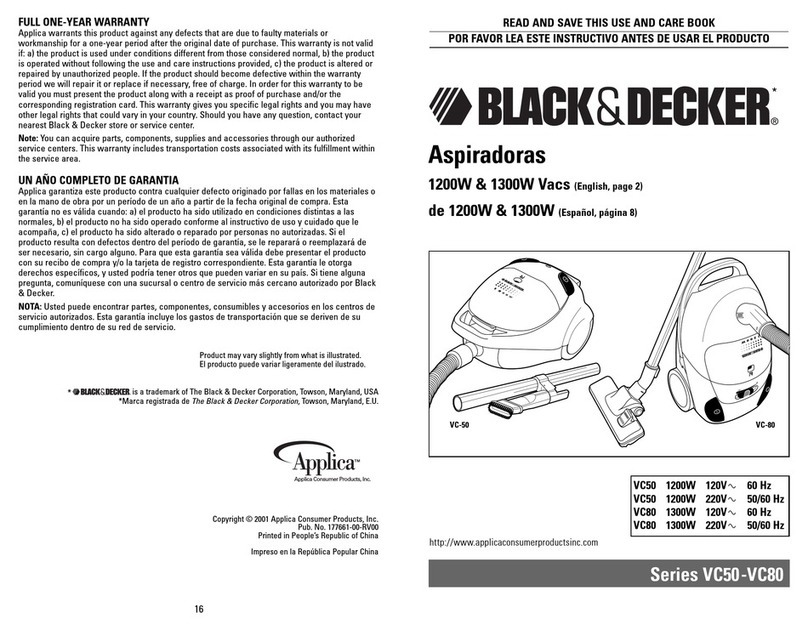 Black & Decker VC50 Installation instructions