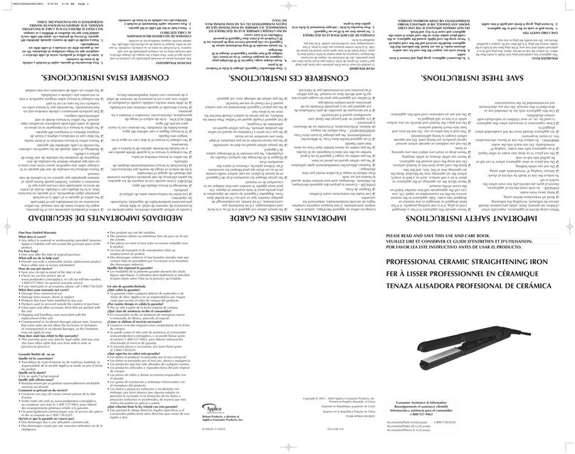 Applica CM2025 Use and care book