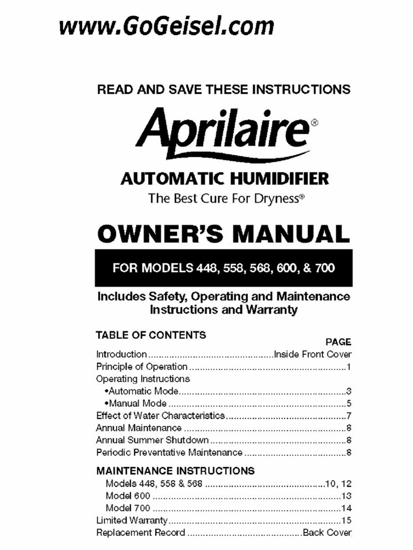 Aprilaire 600 & 700 User manual Aprilaire 600 & 700 User manual
