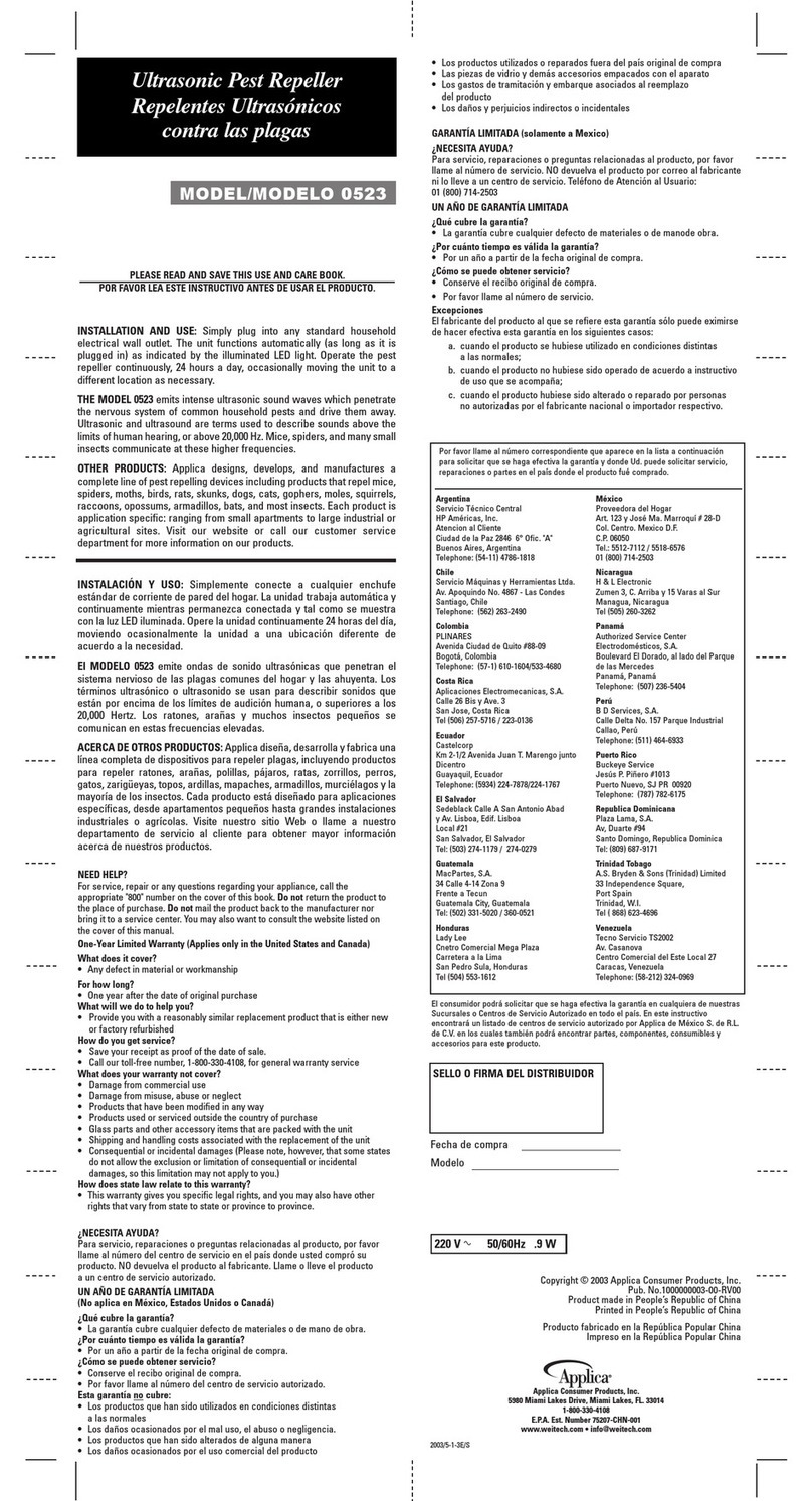 Applica 523 Use and care book