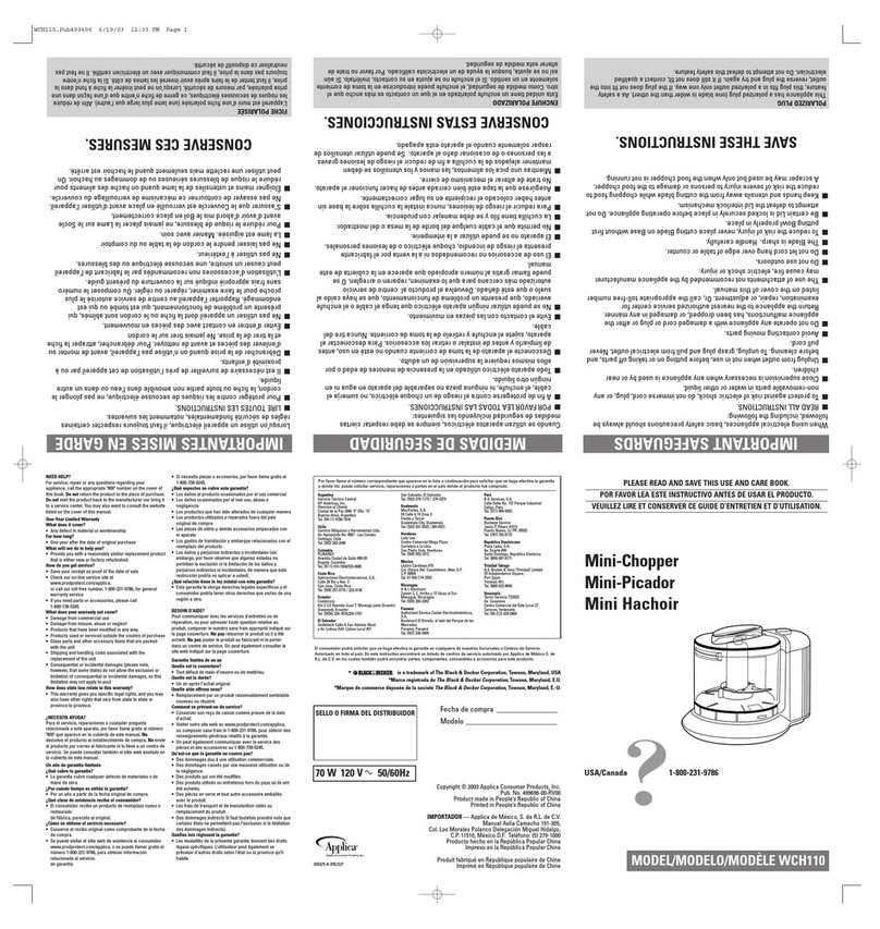 Applica WCH110 user manual