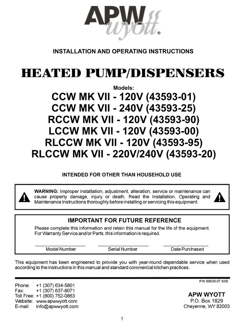 APW Wyott CCW MK VII, RCCW MK VII, LCCW MK VII, RLCCW MK... User manual