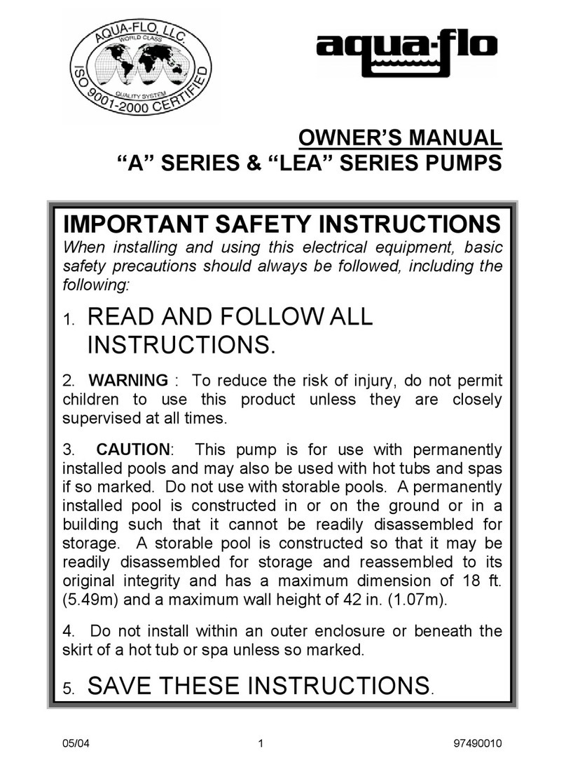 Aqua Flo "A" Series & "LEA" Series Pumps A Series owner's manual