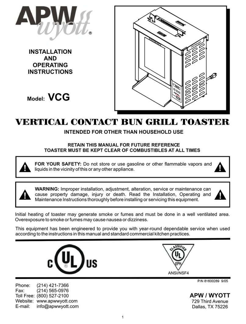 APW Wyott VCG User manual