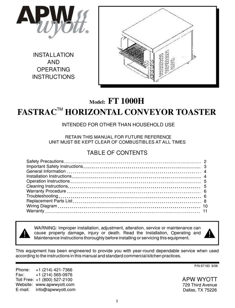 APW Wyott FASTRAC FT1000H User manual
