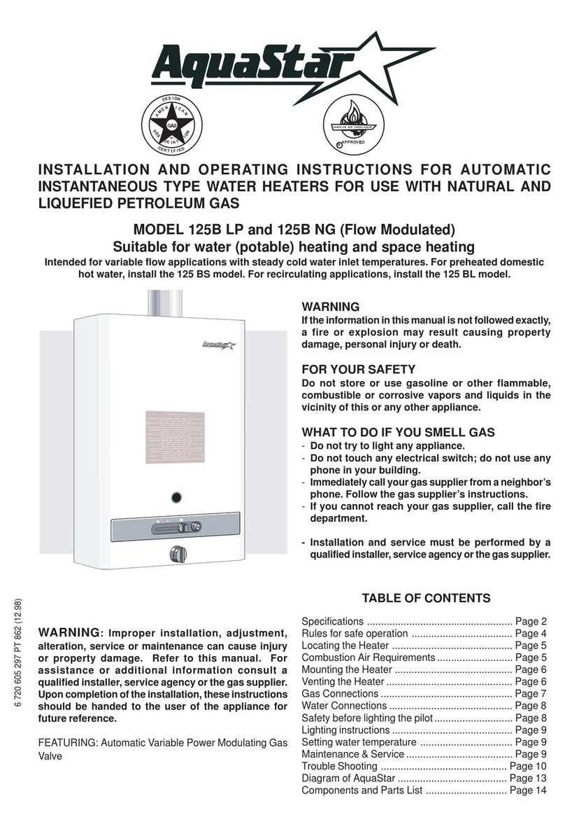 AquaStar 125B LP Installation and operating instructions