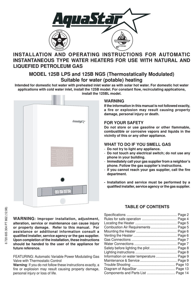 AquaStar 125B LPS Installation and operating instructions