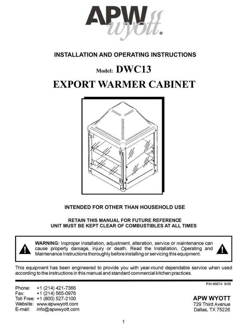 APW Wyott DWC13 Installation and operating instructions