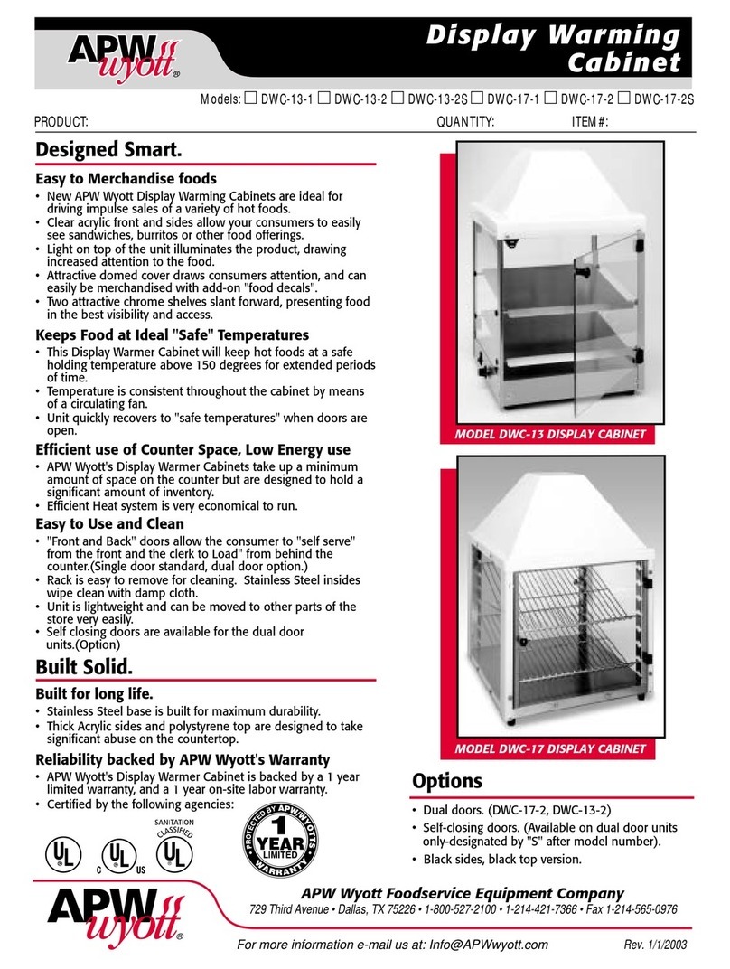APW Wyott DWC-13-1 Specification sheet