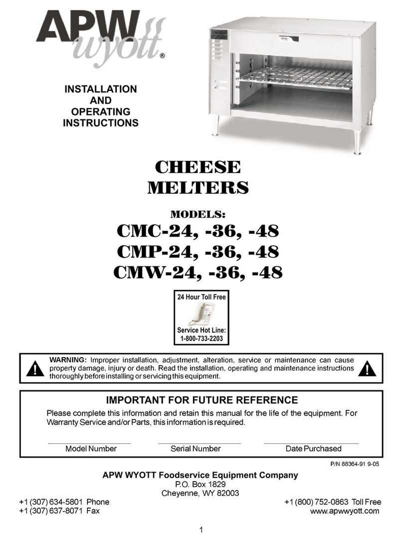 APW Wyott CMC-24 Installation and operating instructions
