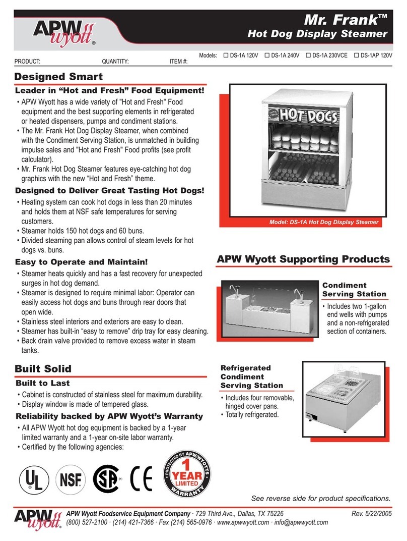 APW Wyott DS1A Specification sheet