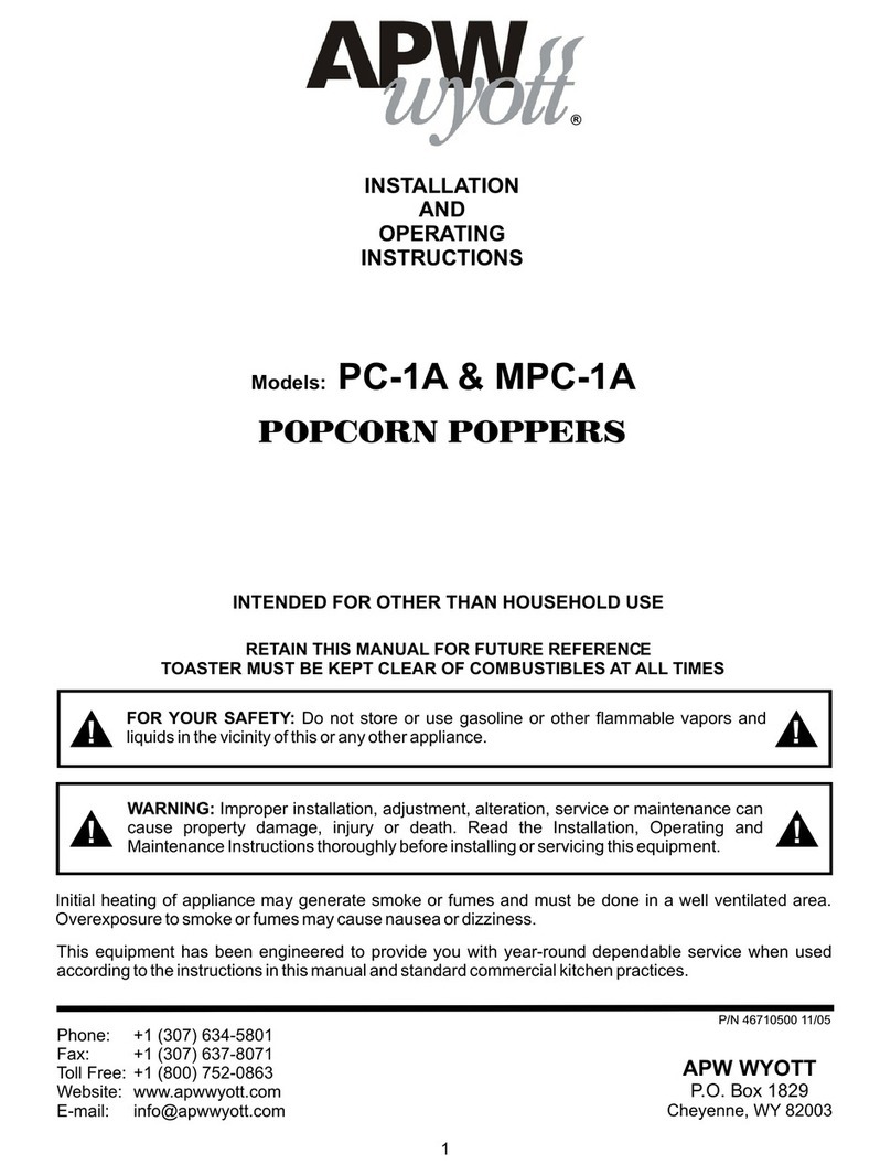 APW Wyott MPC-1A Installation and operating instructions