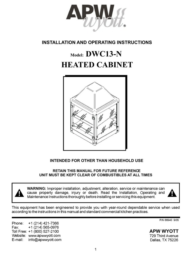 APW Wyott DWC13-N Installation and operating instructions