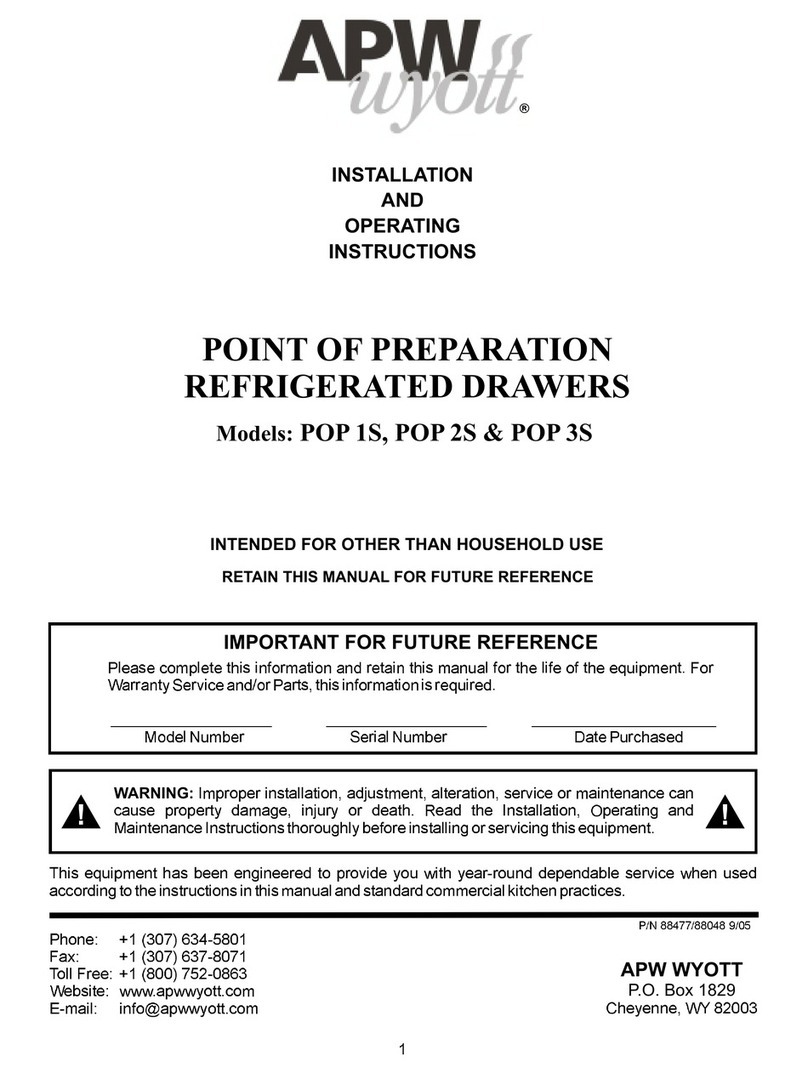 APW Wyott POP 1S Installation and operating instructions