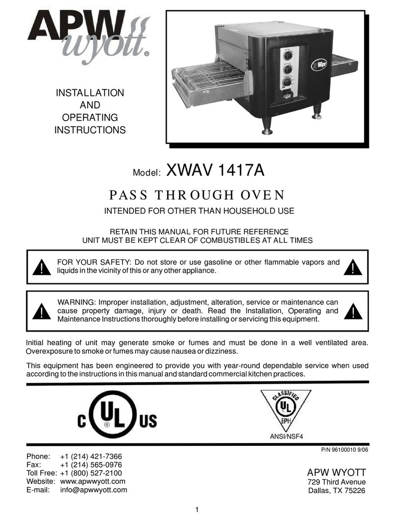 APW Wyott RANSI/NSF4 Installation and operating instructions