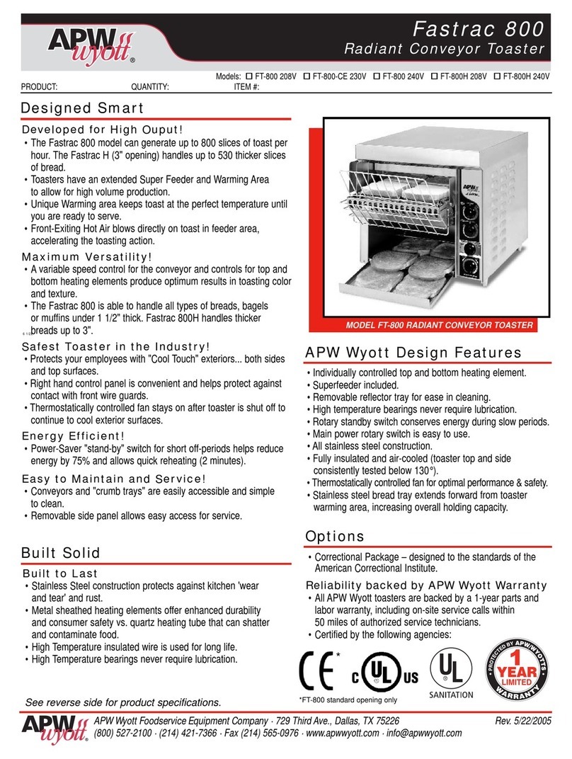 APW Wyott FT-800 User manual