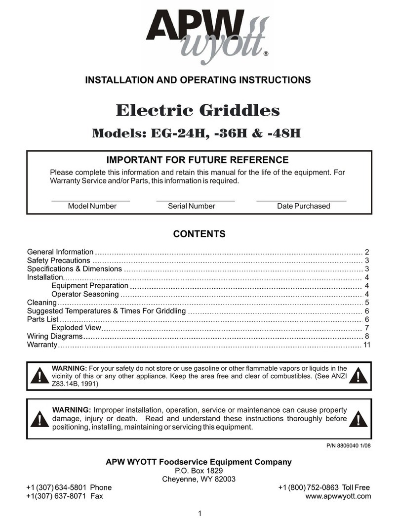APW Wyott -36H Installation and operating instructions
