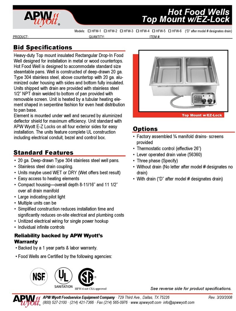 APW Wyott HFW-1 User manual