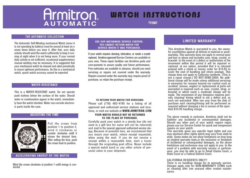 Armitron Automatic TY2807 instructions