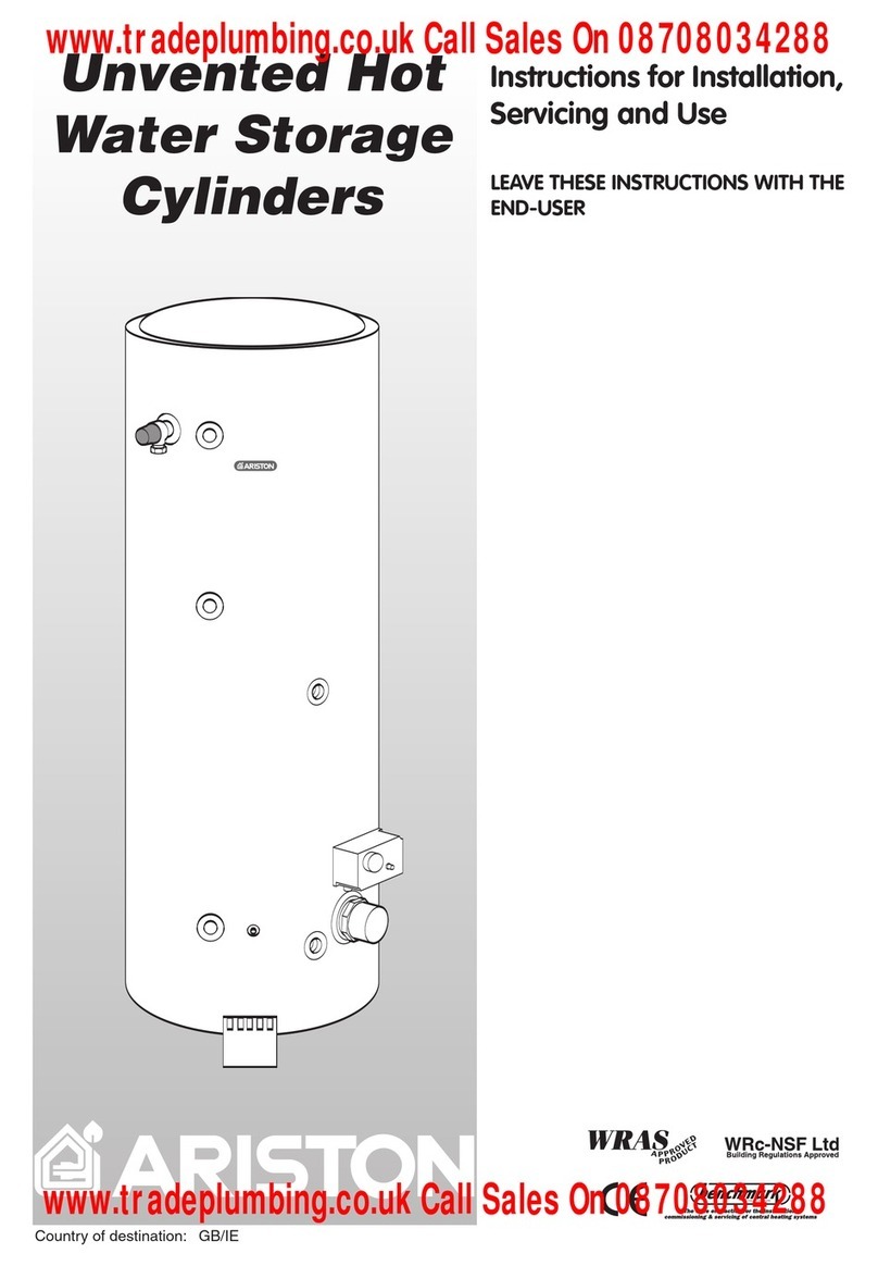 Ariston Unvented Hot Water Storage Cylinders Instructions for installation and use Ariston Unvented Hot Water Storage Cylinders Instructions for installation and use