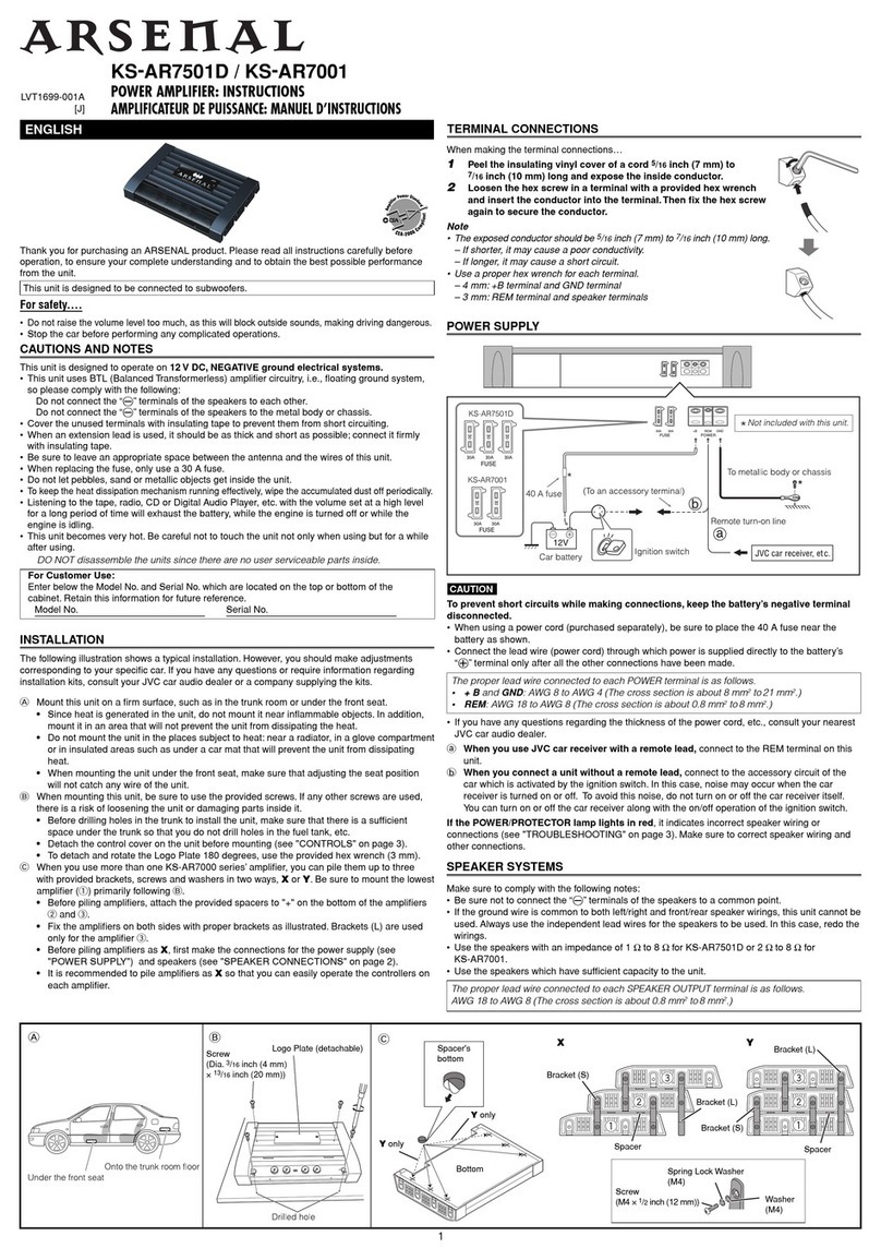 Arsenal KS-AR7501D - Class D Mono Amplifier 1200... instructions