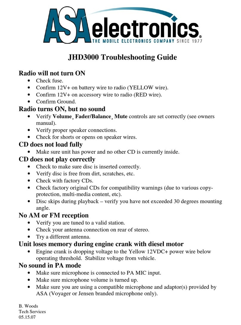 ASA Electronics JHD3000 troubleshooting guide