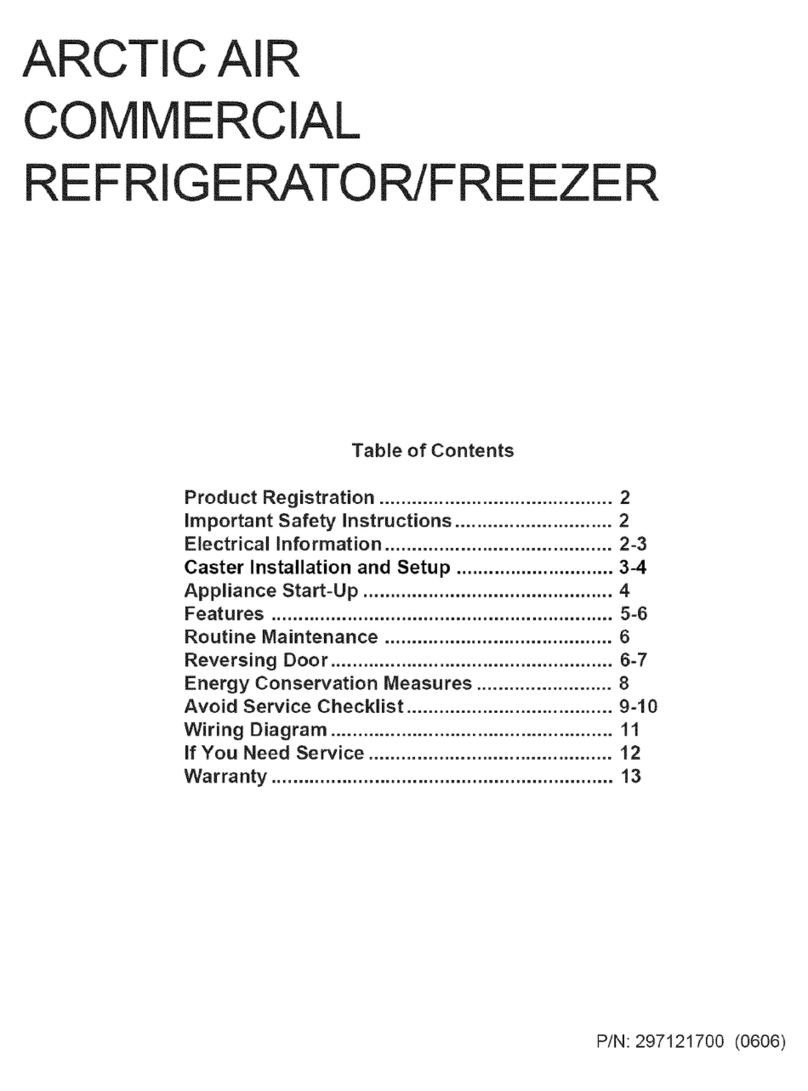 Arctic Air Refrigerator user manual