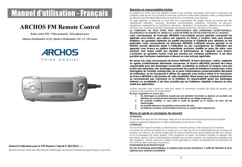 Archos FM Remote Control Manuel d'utilisation