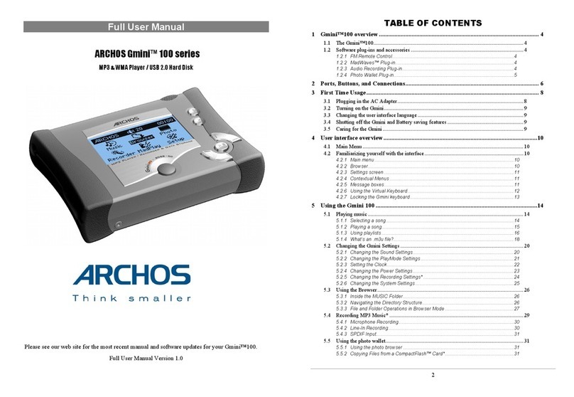 Archos 100 series user manual