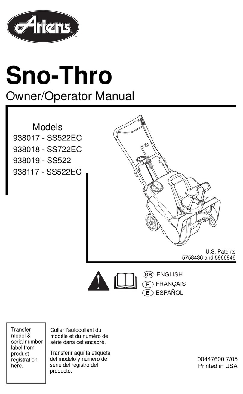 Ariens 938019 - SS522 Owner's manual Ariens 938019 - SS522 Owner's manual