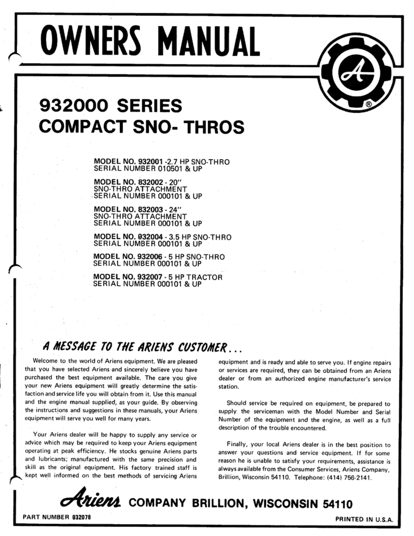 Ariens SNO- THROS 832002 User manual