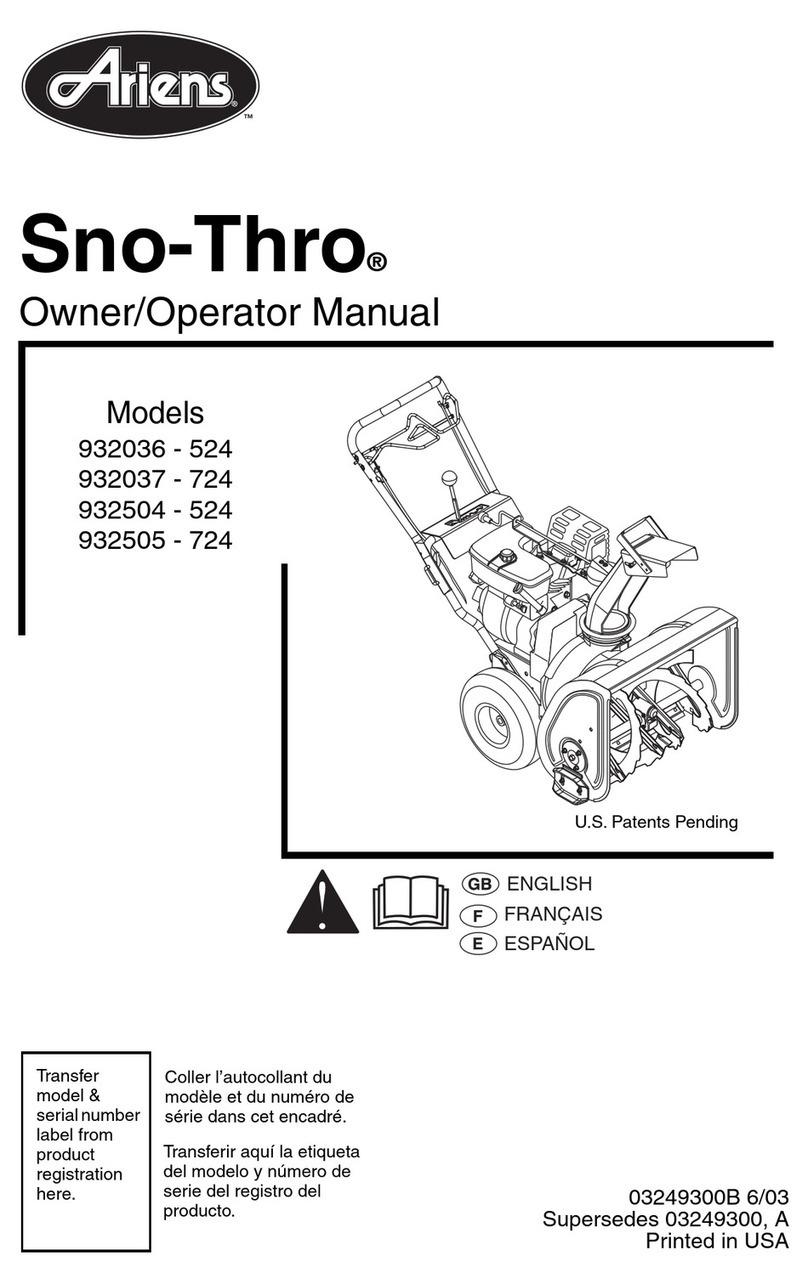 Ariens SNO-THRO 932037 - 724 Owner's manual