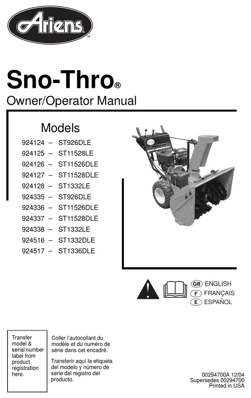 Ariens 924124-ST926DLE, 924125-ST1152 Owner's/operator's manual