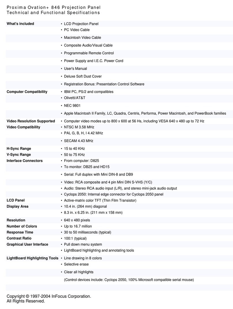 InFocus Proxima Ovation+ 846 User manual