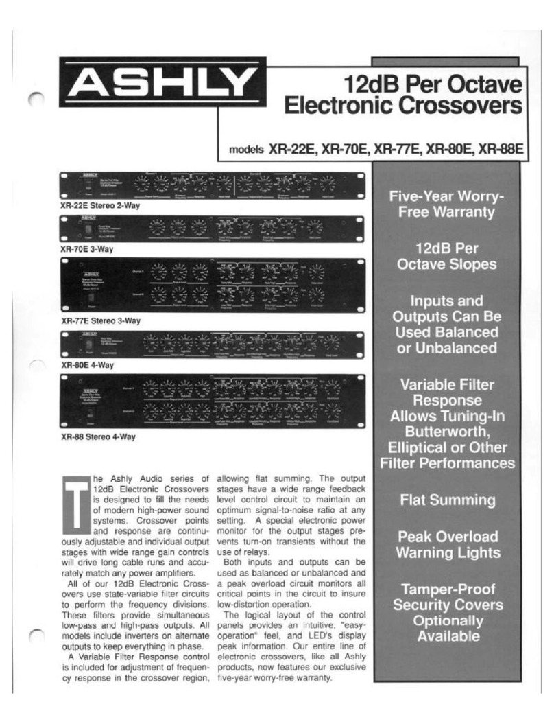 Ashly 12dB Per Octave Electronic Crossover XR-22E User manual Ashly 12dB Per Octave Electronic Crossover XR-22E User manual