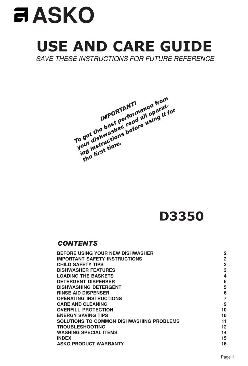 Asko D3350 Use and care guide