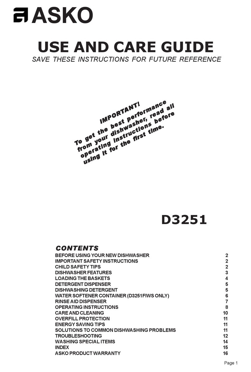 Asko D3251 Use and care guide