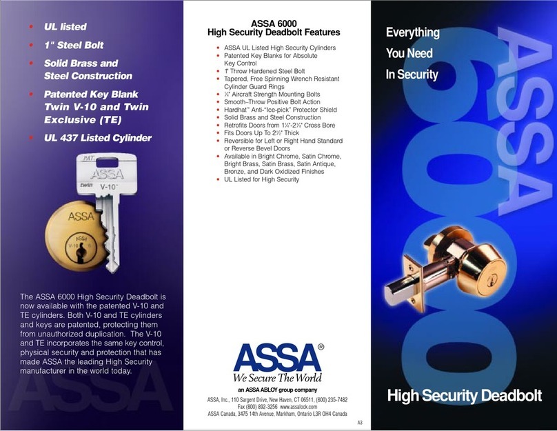 Assa Abloy High Security Deadbolt 6000 User manual
