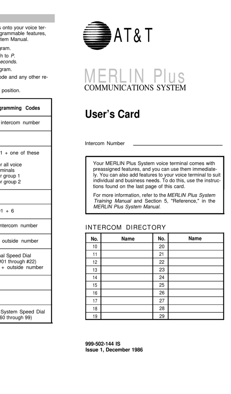 AT&T MERLIN Plus Parts list manual AT&T MERLIN Plus Parts list manual