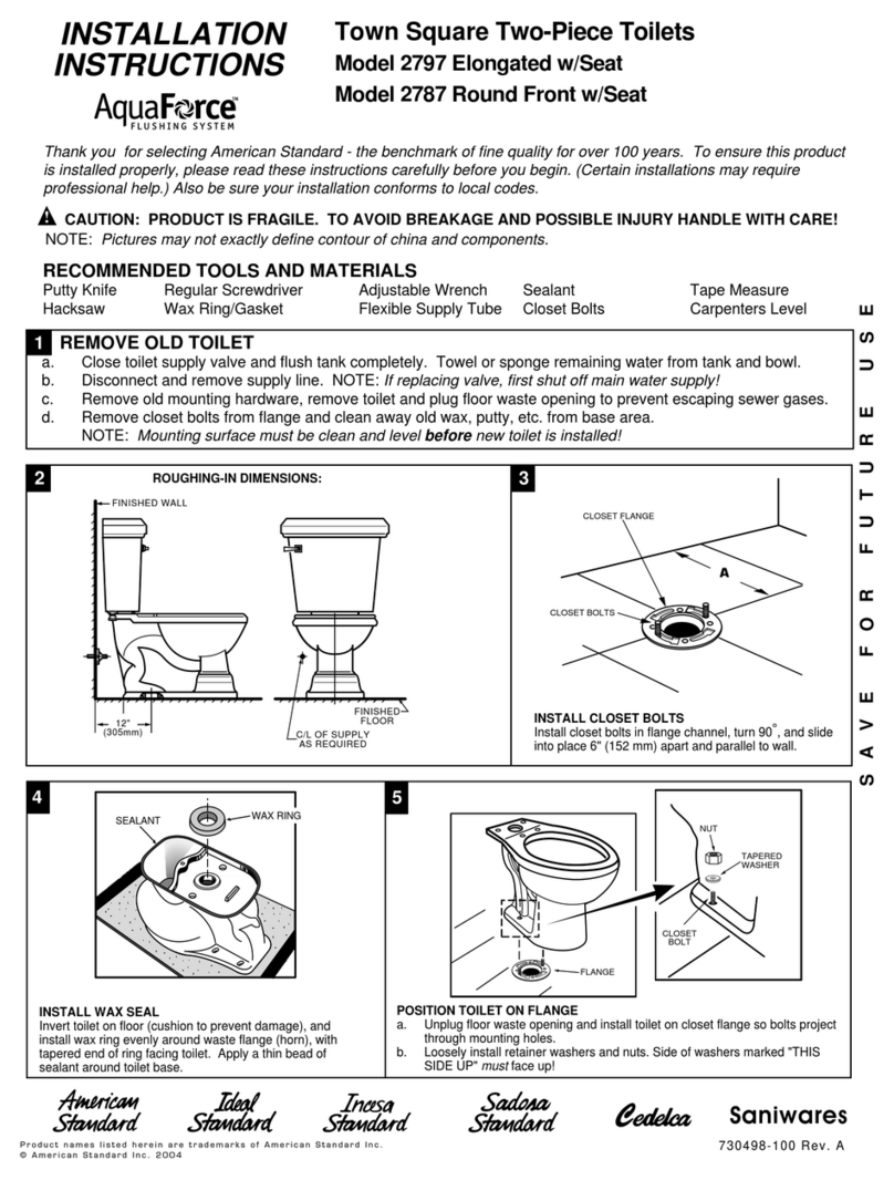 American Standard Town Square Two-Piece Toilets 2787 installation instructions American Standard Town Square Two-Piece Toilets 2787 installation instructions