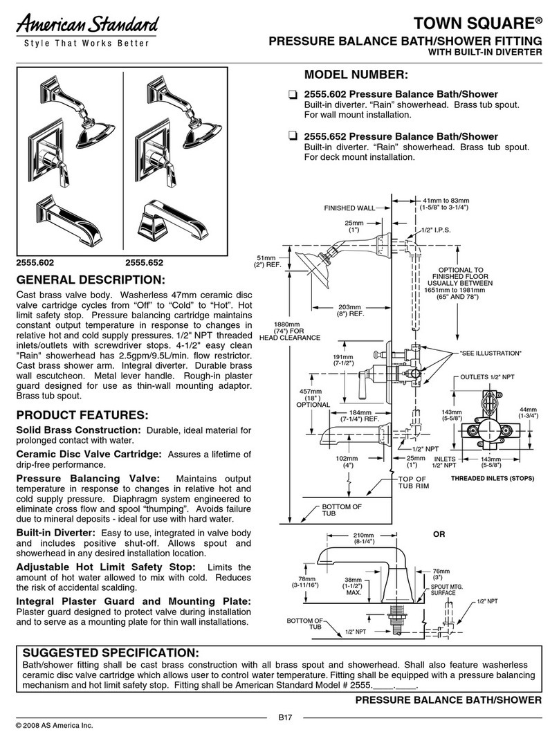 American Standard Town Square Pressure Balance Bath/Shower Fitting... Features & dimensions American Standard Town Square Pressure Balance Bath/Shower Fitting... Features & dimensions