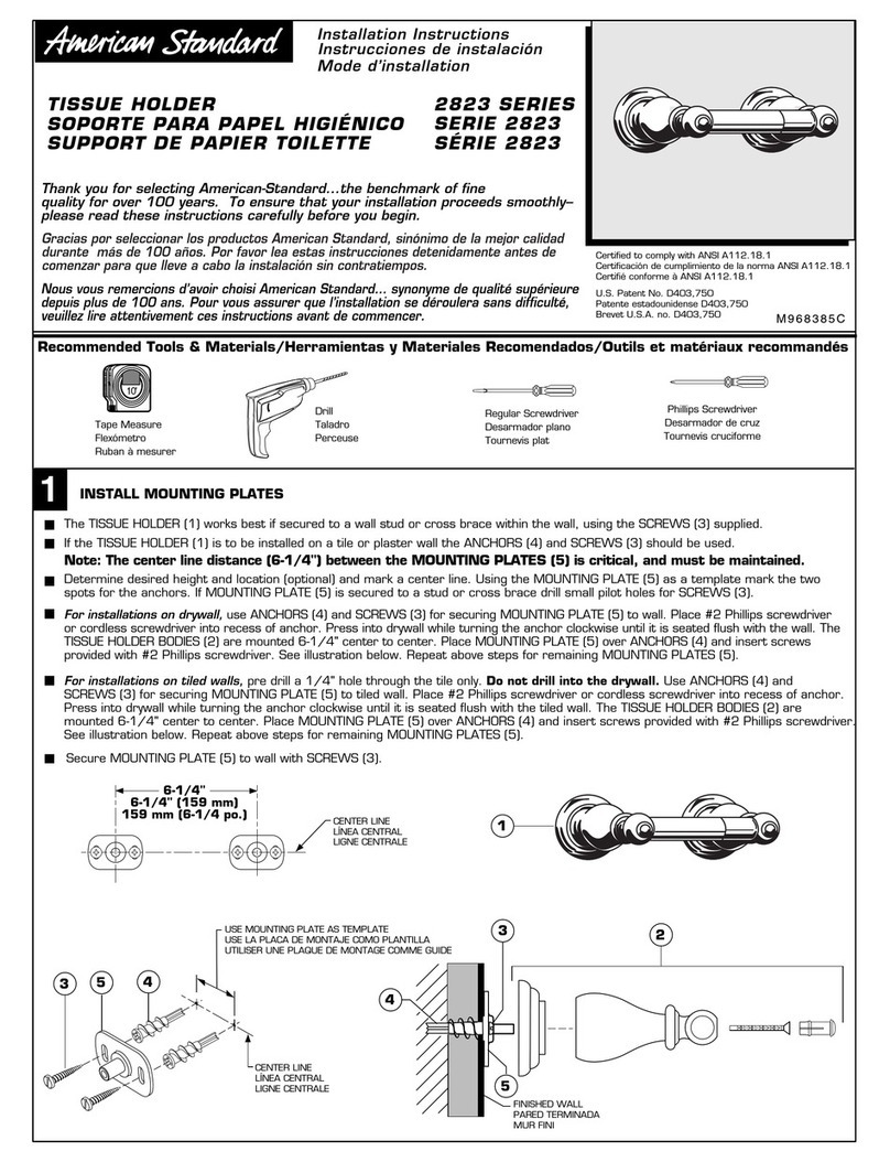 American Standard Tissue Holder 2823 installation instructions