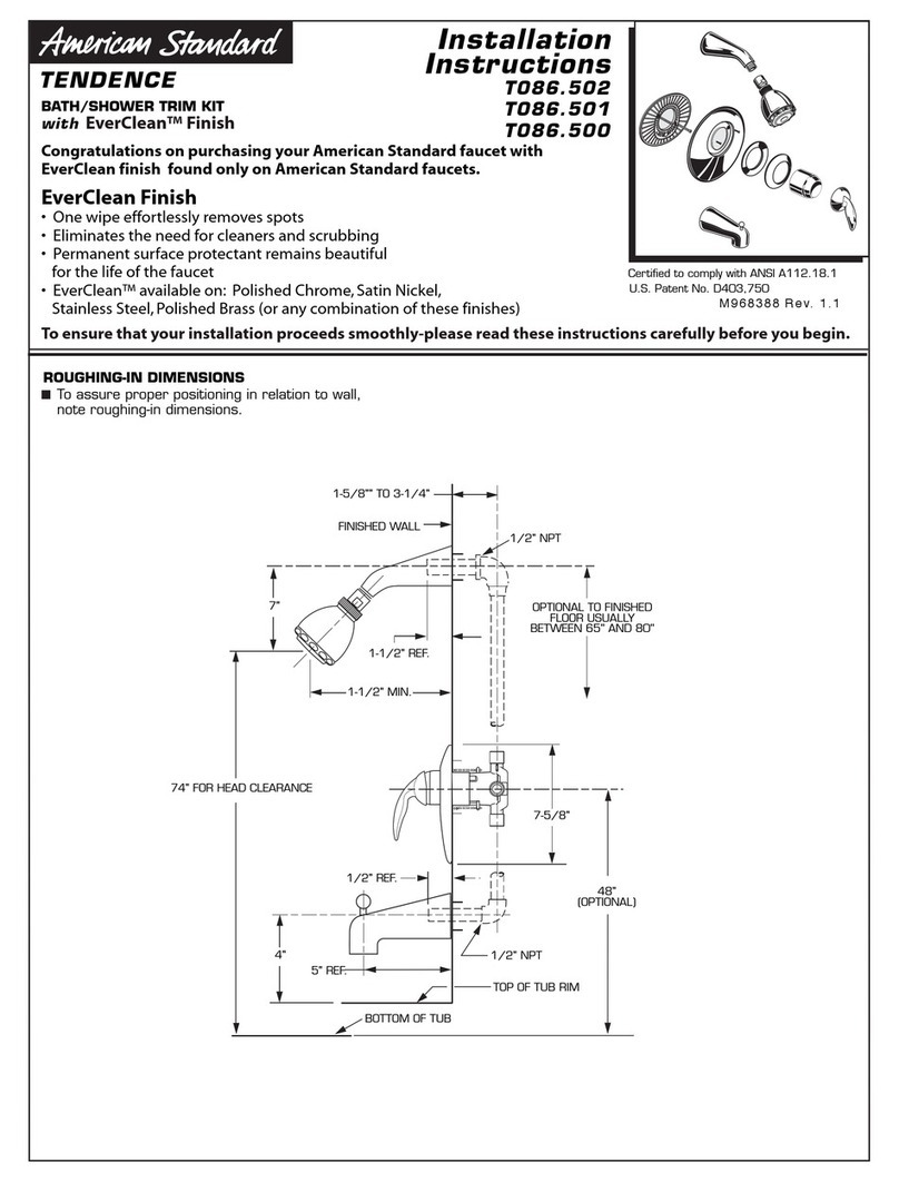 American Standard Tendence T086.500 installation instructions American Standard Tendence T086.500 installation instructions